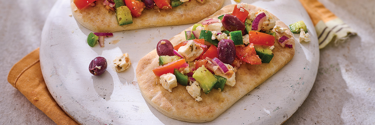 Warburtons Gluten Free Pittas with Greek Salad