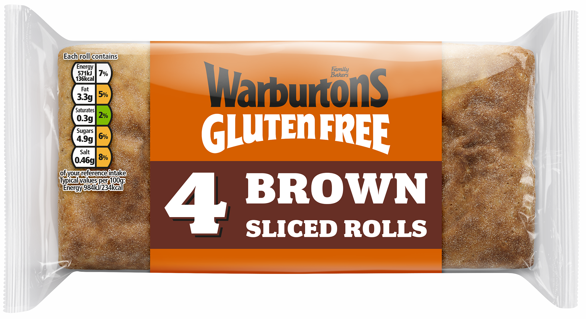 Warburtons Gluten Free Pharmacy Brown Rolls